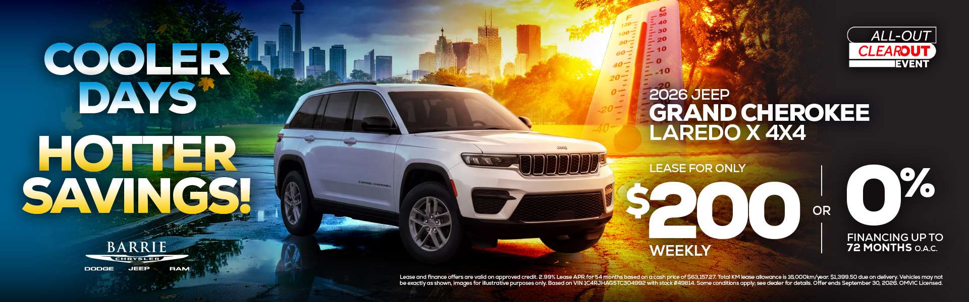 2026 Jeep Grand Cherokee Laredo X 4x4 - Lease For Only $200 Weekly OR 0% Financing For Up To 72 Months O.A.C.*